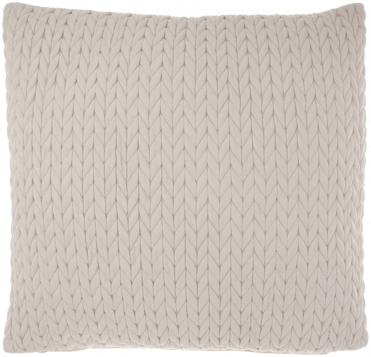 HomeRoots Cotton Off-White Braided Chevron Throw Pillow