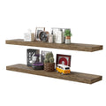 Bameos Floating Shelves,Wall Mounted Wooden Shelves With Invisible Brackets Set Of 2, Hanging Wall Shelves Decoration For Bedroom, Bathroom, Living Room And Kitchen