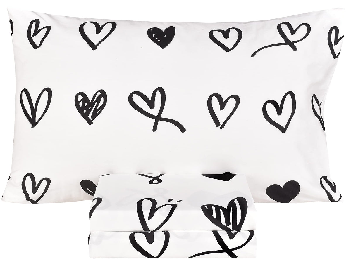 Scientific Sleep Love Bright Teen Boys Girls 100% Cotton 3 Pcs Twin Bed Sheet Set, Flat Sheet & Fitted Sheet & Pillowcase Kids B