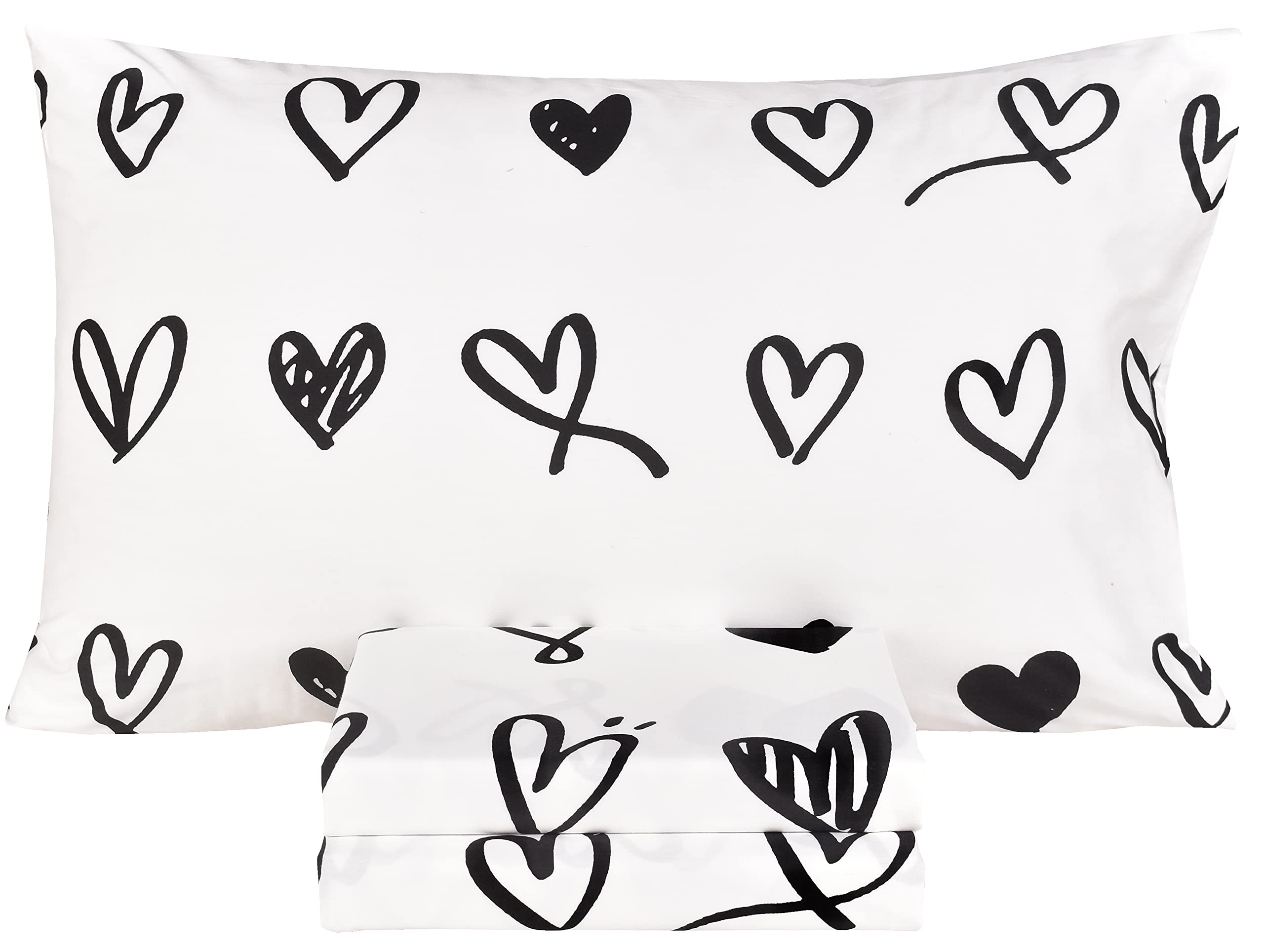 Scientific Sleep Love Bright Teen Boys Girls 100% Cotton 3 Pcs Twin Bed Sheet Set, Flat Sheet & Fitted Sheet & Pillowcase Kids B