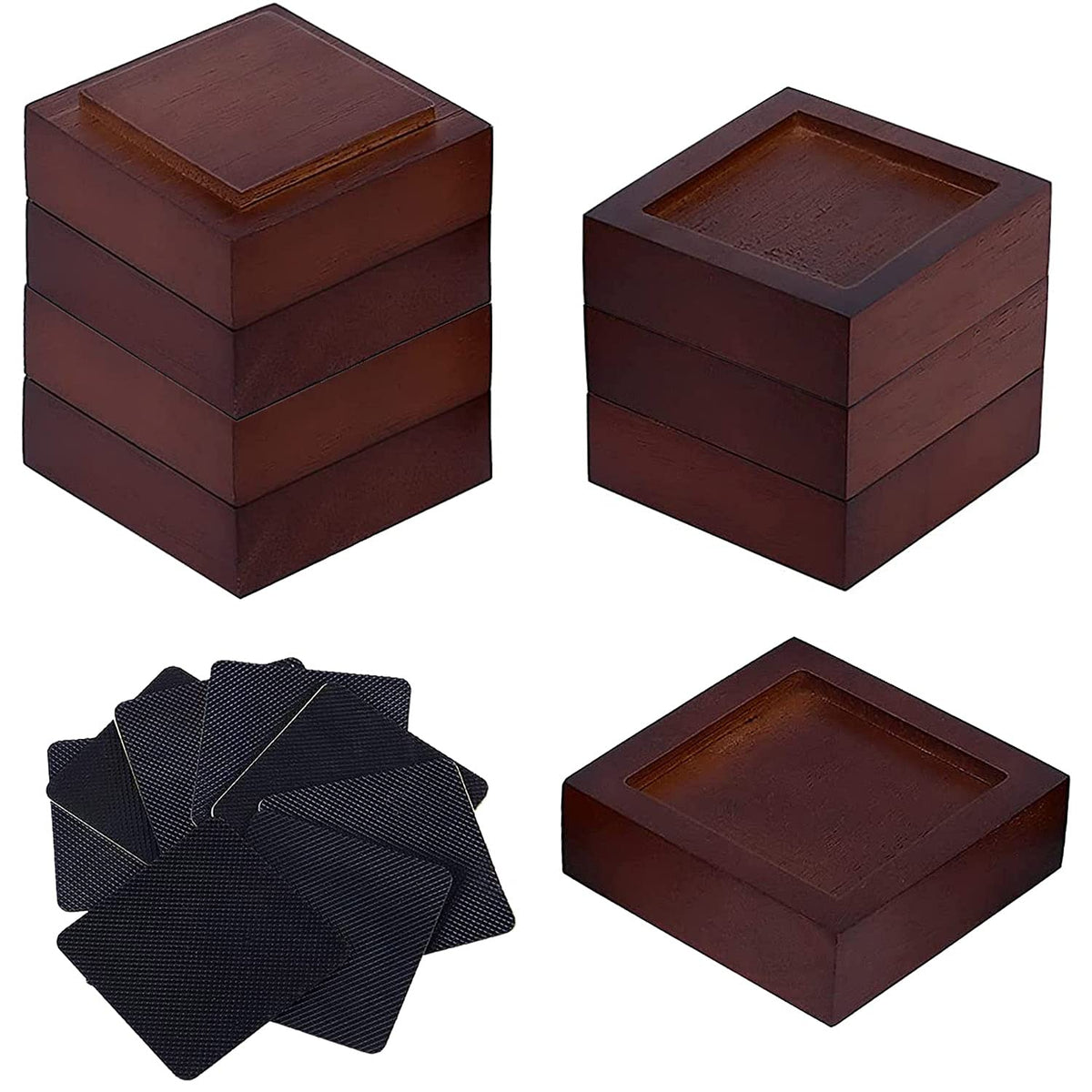 Stahala Bed Risers (Set Of 8) Lifts Height 1',2',3' Or 4',Solid Natural Wood Furniture Heavy Duty Leg Risers Lifts For Sofas