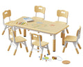 Brelley Kids Table and 6 Chairs Set, Height Adjustable Toddler Table and Chair Set, Graffiti Desktop, Classroom/Daycare/Home, Ch
