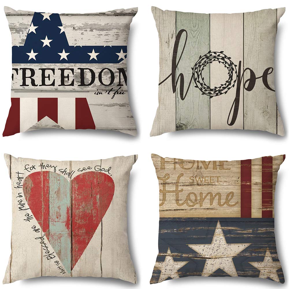 Coeufuedy Throw Pillow Covers Decorative Linen Pillow Cover Set Of 4 Square Throw Pillow Cases For Sofa Decor 18 X 18 Inch 45X45
