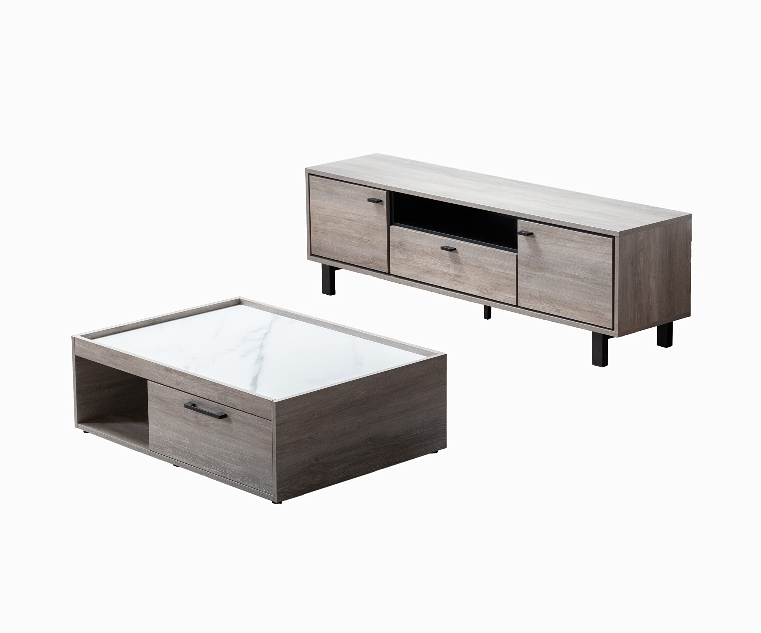 Lilola Home Apollo Gray Oak Finish TV Stand and Coffee Table Set