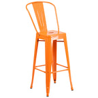 Flash Furniture Commercial Grade 30" Round Orange Metal Indoor-Outdoor Bar Table Set With 2 Cafe Stools