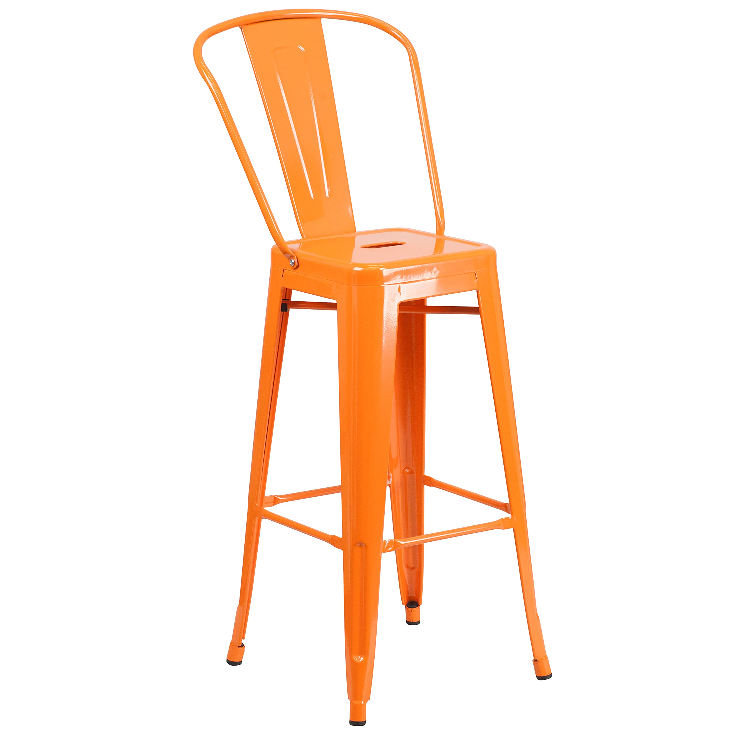 Flash Furniture Commercial Grade 30" Round Orange Metal Indoor-Outdoor Bar Table Set With 2 Cafe Stools