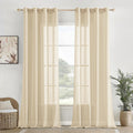 Homemonde Solid Sheer Curtain  Linen Textured Customize Curtain For Home Decor, Hangs Elegantly With Grommet Curtains  Light A