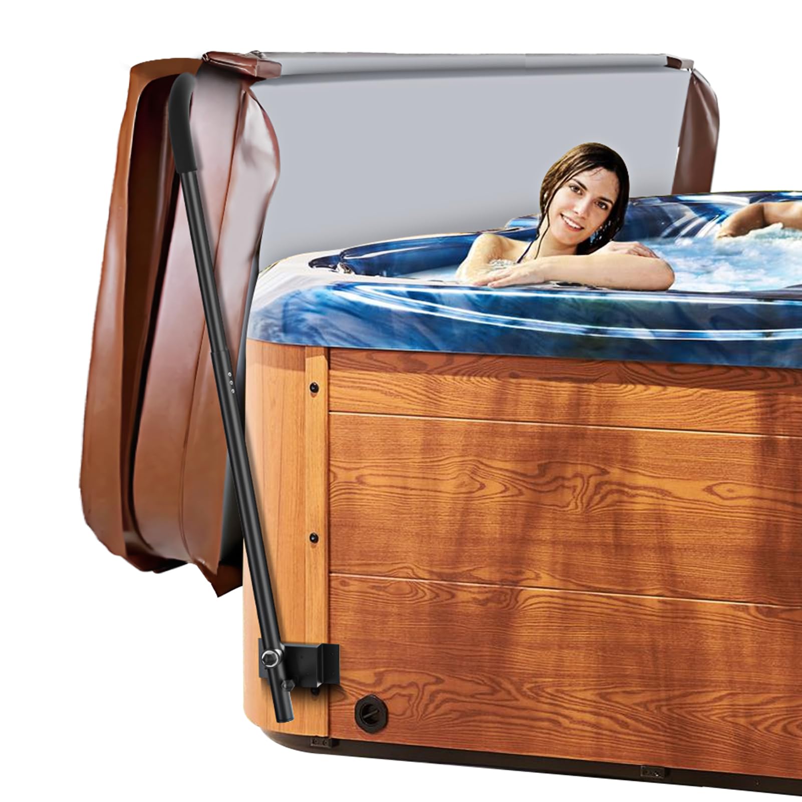 Cover Lifter,Low Mount Spa Cover Lift,Hot Tub Cover Lifter With Durable Reinforced Brackets,Black Coated Adjustable Width,Fit Fo