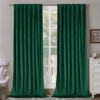 Bgment Emerald Velvet Curtains 96 Inch For Living Room, Thermal Insulated Room Darkening Curtains Privacy Panels With Back Tab A
