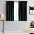 Donren 48 Inch Length Short Curtains For Kitchen - Small Window Treatment Rod Pocket Blackout Curtain Drapes (1 Pair,Black,52 Inches Wide By 48 Inches Long)