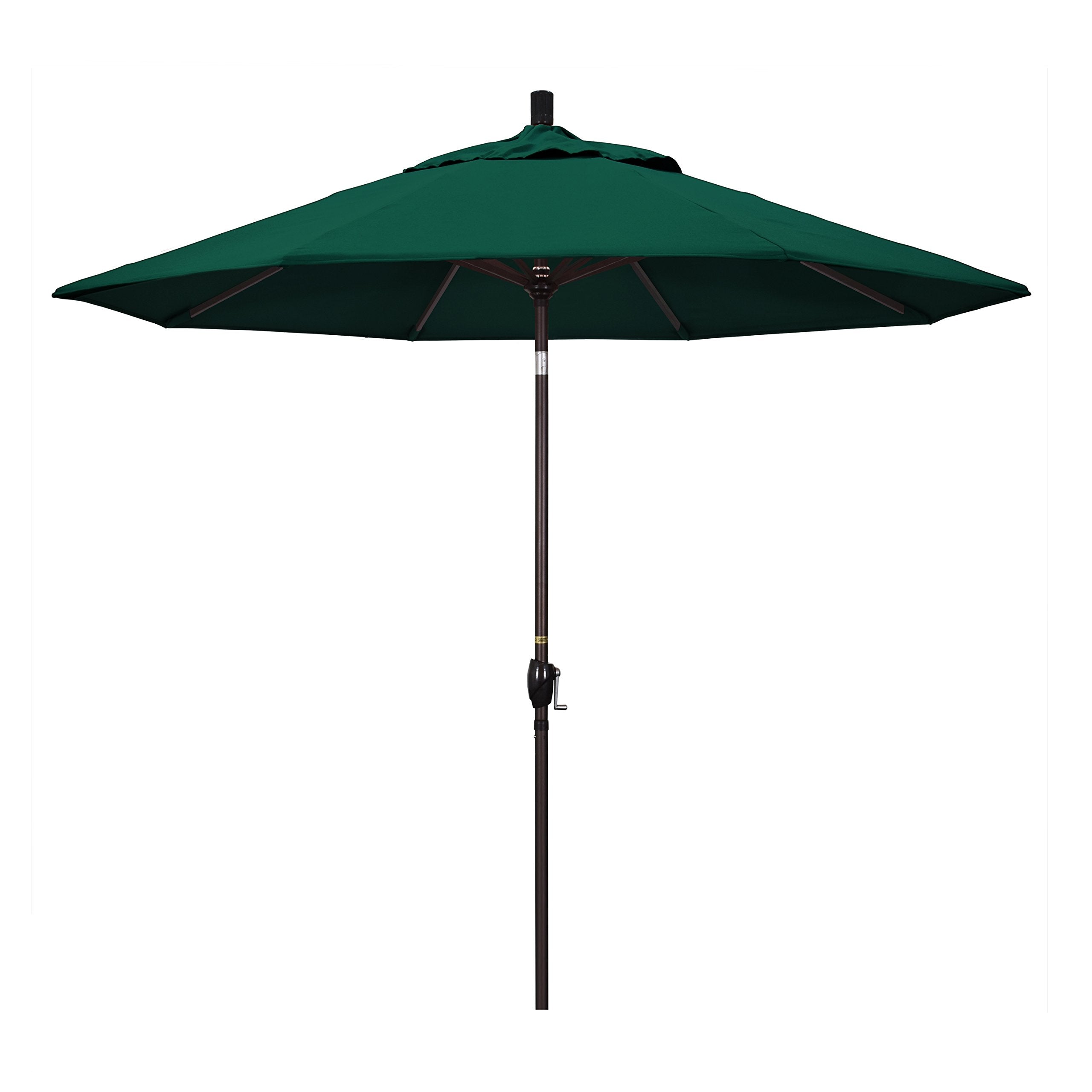 California Umbrella Gspt908117-5446 9' Round Aluminum Market, Crank Lift, Push Button Tilt, Bronze Pole, Sunbrella Forest Green