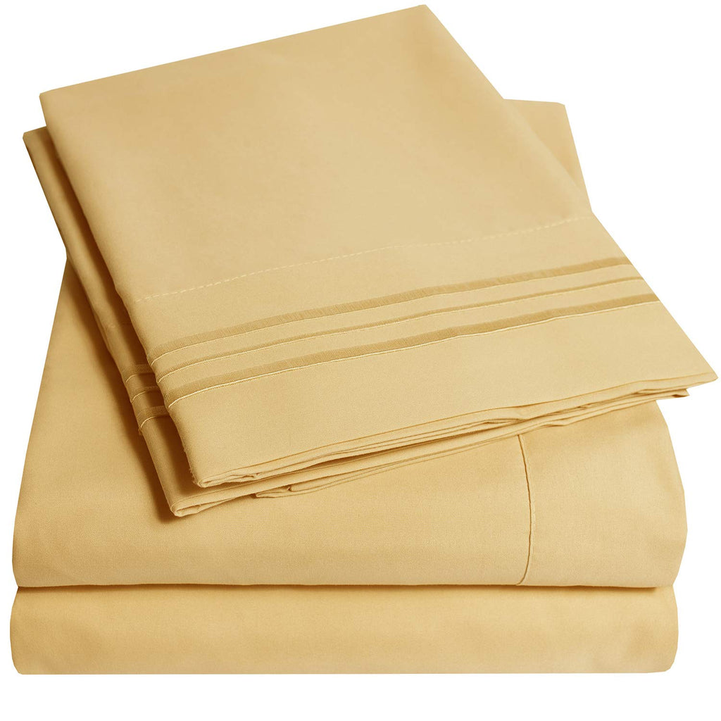 Sweet Home Collection Bed Linen Set - 3Pc Camel Microfiber Sheet Set For Twin Xl Mattress - Deep Pocket, Wrinkle & Fade Resistan