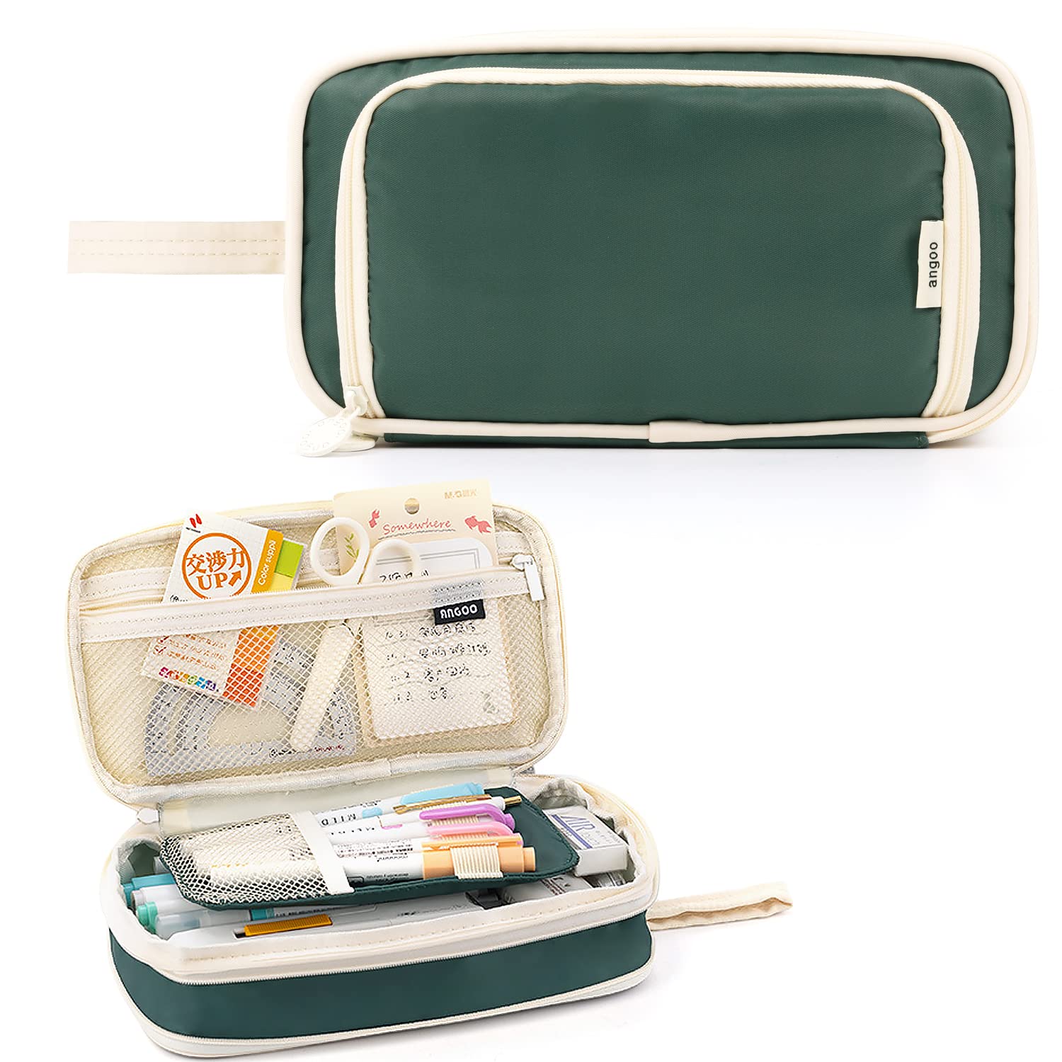 Large Capacity Pencil Case 4 Compartment Bag Organizer, Expandable Pen Bag, Portable Stationery Bag With Handle For Office Middl