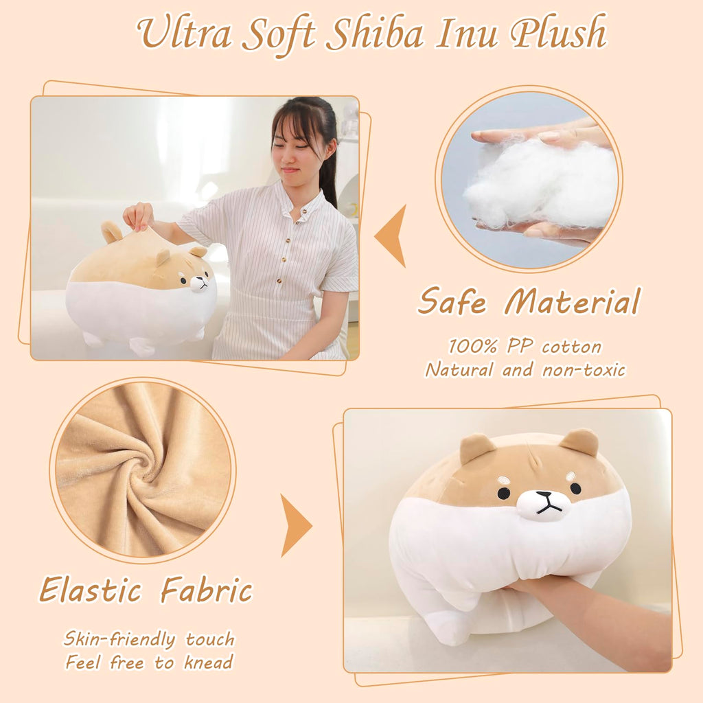 Toysym Shiba Inu Plush Kawaii Corgi Stuffed Animals With 4 Baby Corgi Plushies In Her Tummy, Soft Cotton Dog Plush Animal Pillow