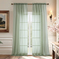 Aiyufeng Voile Sheer Sage Green Curtains - Transparent Light Weight Soft Window Treatment Curtain Panels with Rod Pocket Top for