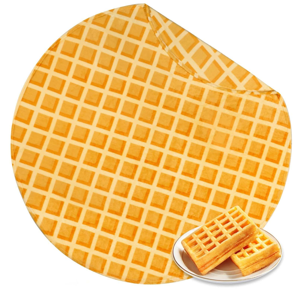 Bnuitland 90 Inches Waffle Funny Blanket,300 GSM Double Sided Giant Funny Realistic Food Blanket with Waffle Pouch, Novelty Funn