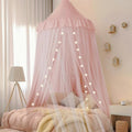 Soft Pink Bed Canopy with Star Lights, Double Layer Mosquito Net Canopy for Kids & Teen Girls, Princess Play Tent for Little Gir