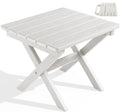Serwall Portable Folding Adirondack Table, Hdpe Material Outdoor End Table, No Assembly Required, Weather-Resistant, 110 Lbs Capacity, Small Table For Indoor And Outdoor Uses, White