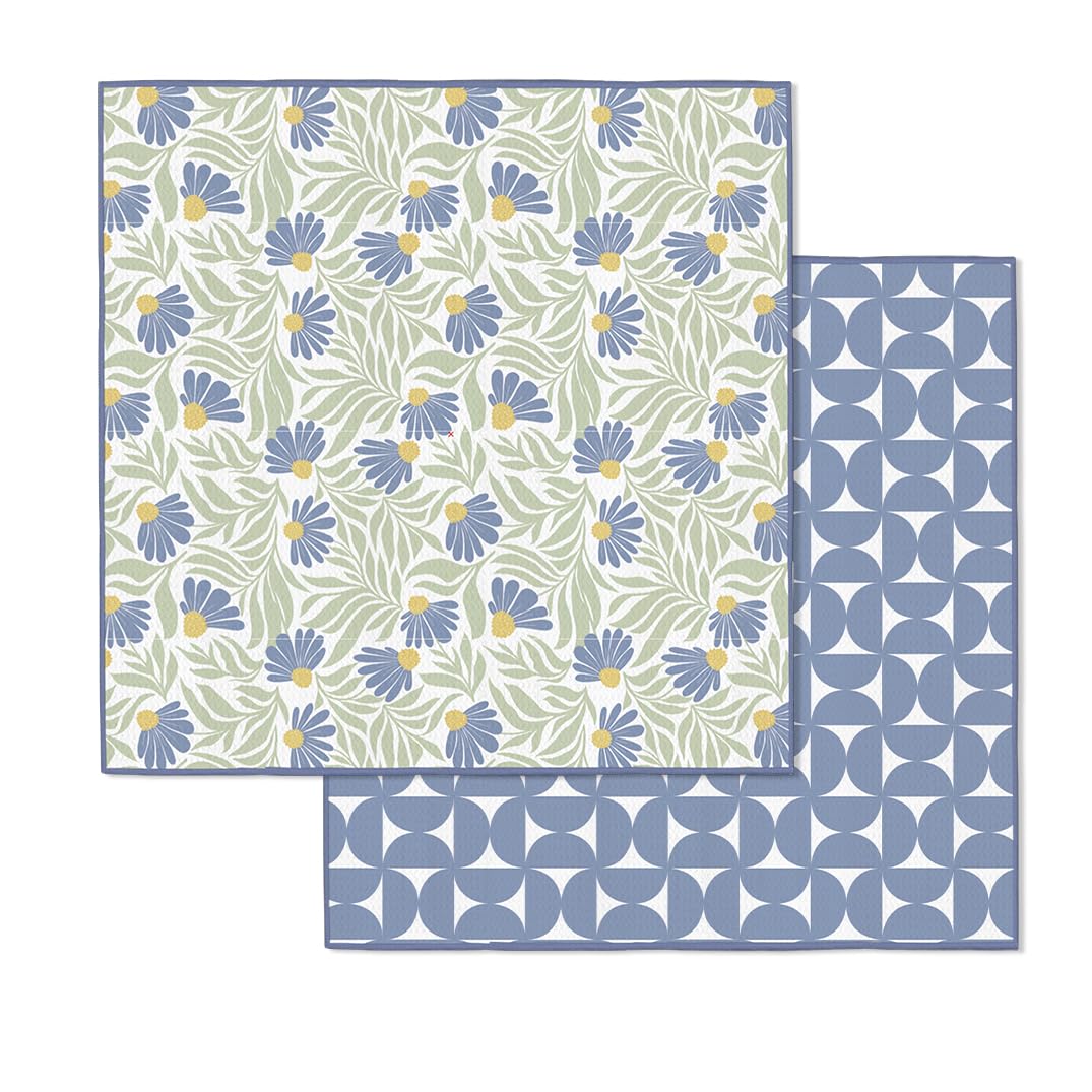 WerkShoppe Blue Coneflower Dish Cloth Set