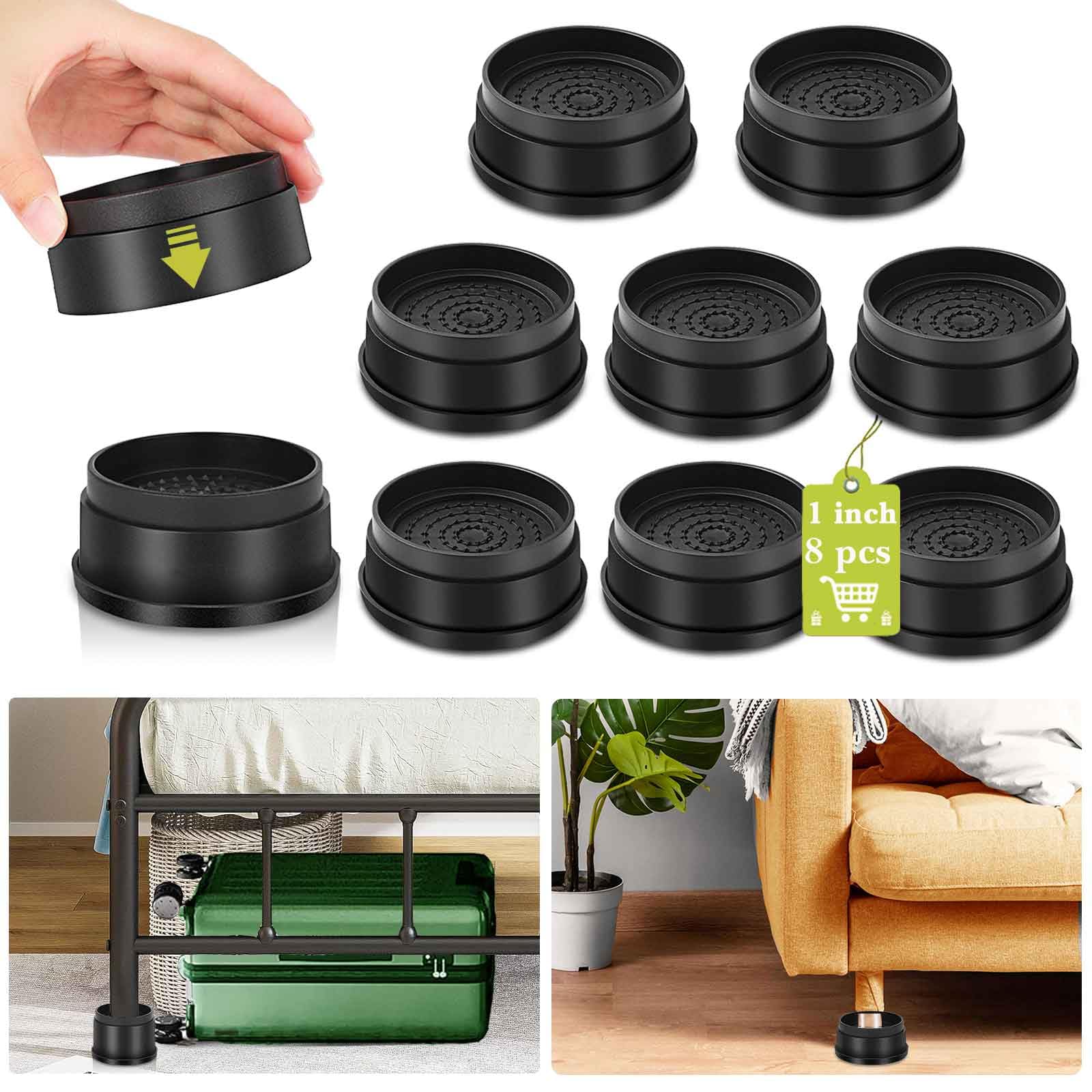 Yookwutar 8 Pack Furniture Risers 1 Inch, Adjustable Bed Risers Heavy Duty For Table Desk Couch Chair Sofa Cabinet Bed Frame Dor
