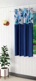 Homefab India Eyelet Polyester Floral Window Curtain  5 feet, Blue  1 Piece