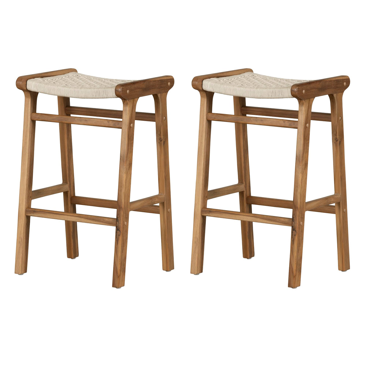 South Shore Balka Rope Bar Stool, Set Of 2, Cream And Natural