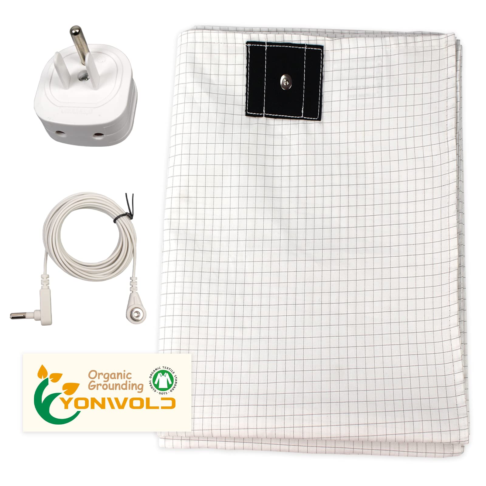 Yonwold Organic Grounding Sheet 10% Silver Queen for Bed Sleeping Therapy with Safest Ground Adapter and Connection Cord 60x80 INCH