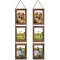 Lavezee 4x6 Collage Triple Picture Frames Set, Walnut Brown 6 Opening Hanging Vertical Frame Made to Display 4 by 6 Inch Photo P