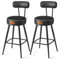 Vasagle Ekho Collection - Bar Stools Set Of 2, Counter Height Swivel Bar Stools With Back, Synthetic Leather With Stitching, Mid-Century Modern, 25.6-Inch Tall Barstools For Kitchen Bar, Ink Black