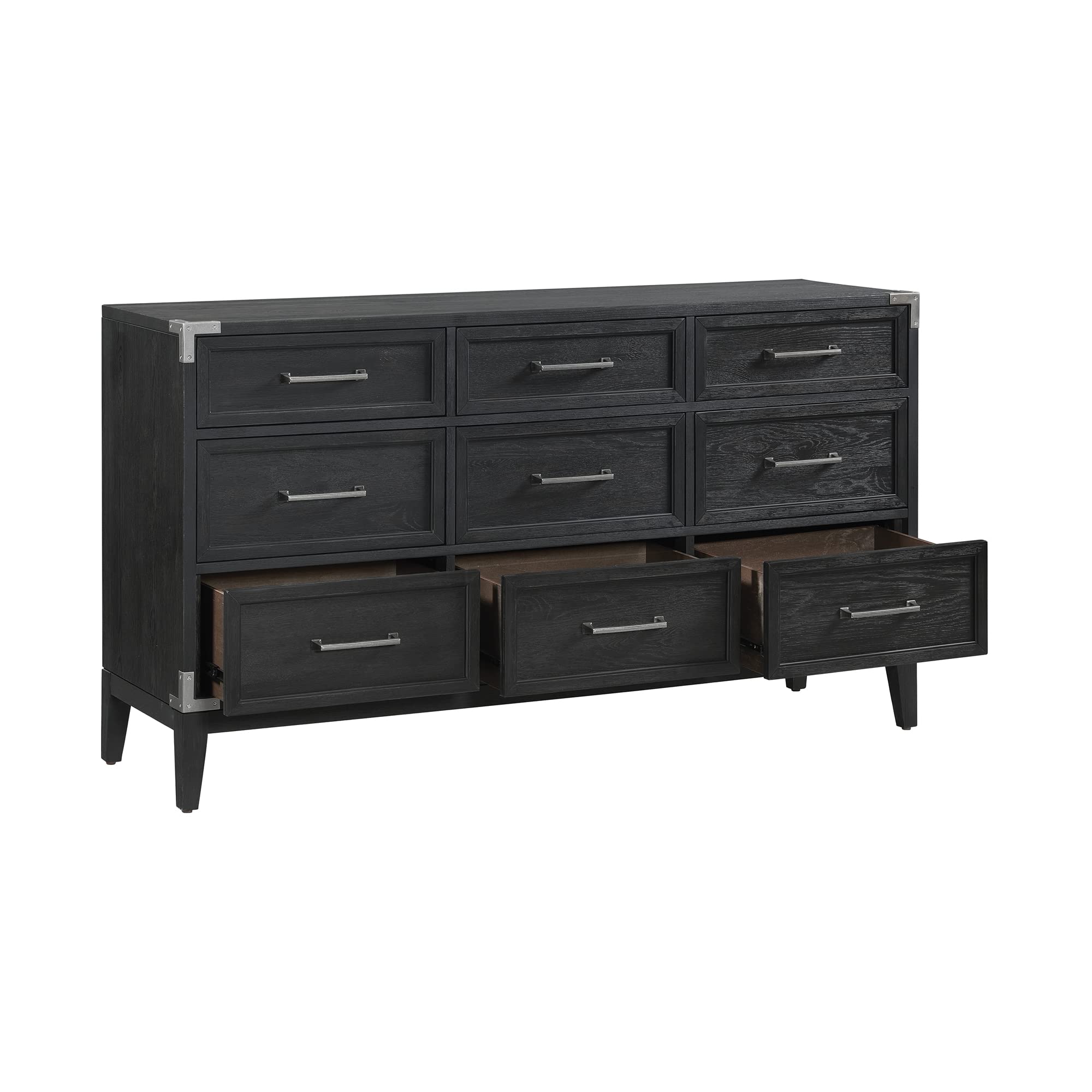 Intercon Laguna 66&quot; Wide Bedroom Dresser with 9 Drawers, Weathered Steel Furniture