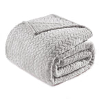 Exclusivo Mezcla Light Grey Fleece Queen Size Blanket For Bed, 90X90 Inches Soft Cozy 3D Decorative Jacquard Flannel Blankets, L