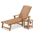 Lue Bona Chaise Lounge Chair With Table, 2-Piece, 79'' Oversized Hdps Chaise Lounger, 5 Positions Adjustable Lounge Chairs, Pool Lounge Chair With Wheels For Poolside, 3 Year Warranty, Teak Color