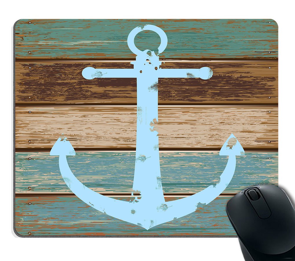 Smooffly Gaming Mouse Pad Custom,Vintage Nautical Anchor Rustic Wood Mouse Pad Non-Slip Thick Rubber Large Mousepad