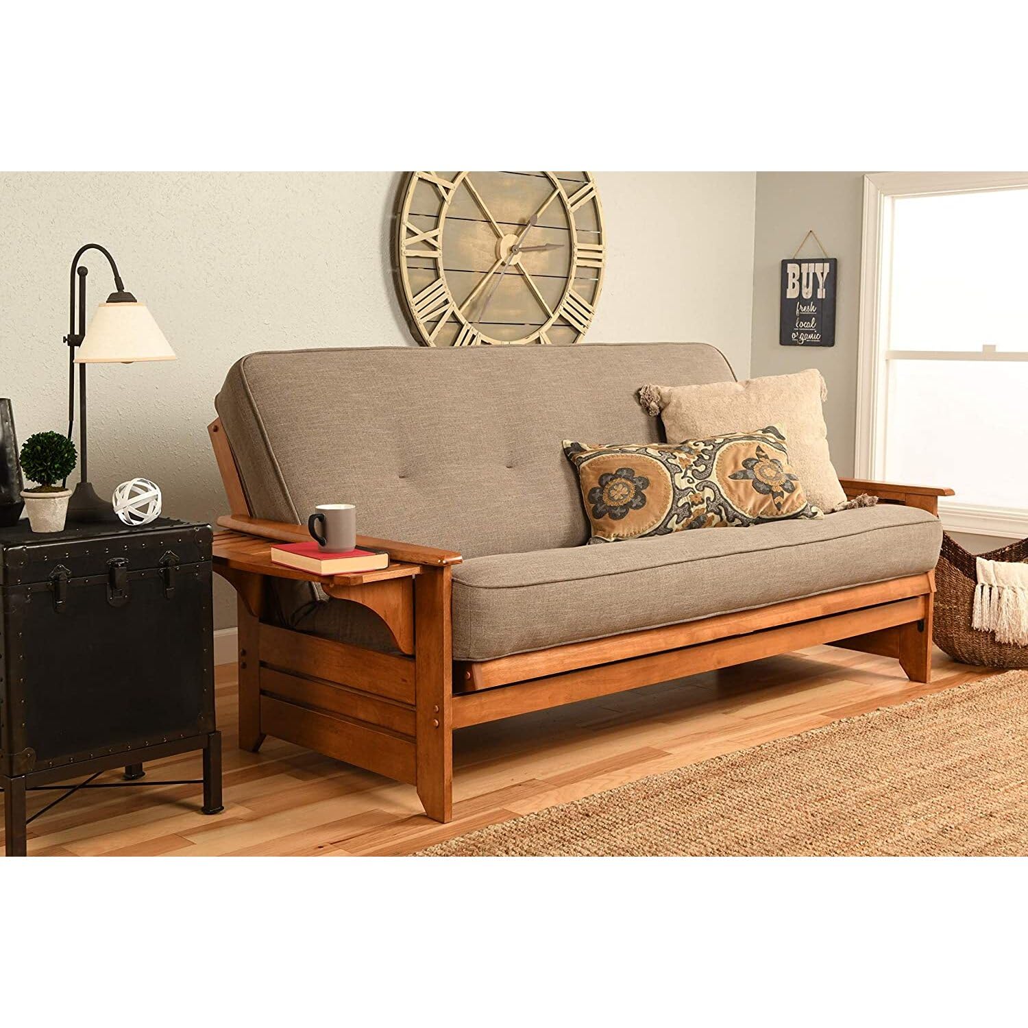 Kodiak Furniture Phoenix Futon Set, Full, Linen Stone
