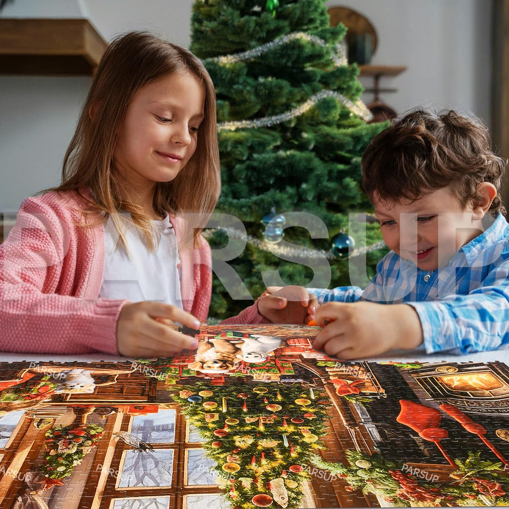 Christmas Advent Calendar 2024 Jigsaw Puzzles - Fireplace 1000 Pieces Holiday Puzzles For Kids And Adults, 27.6 In X 19.7 In, 24