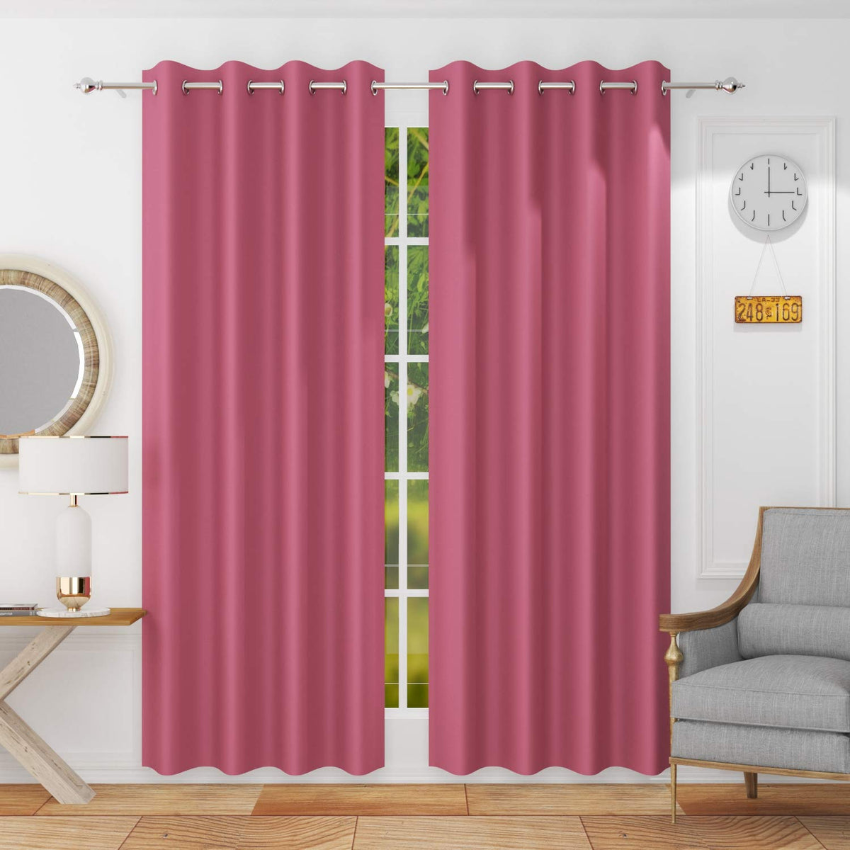 Galaxy Home Decor Blackout Heavy Solid 100% Opaque Curtains for Window 5 Feet, Pack of 2, Pink (Pink, Window 5 Feet)