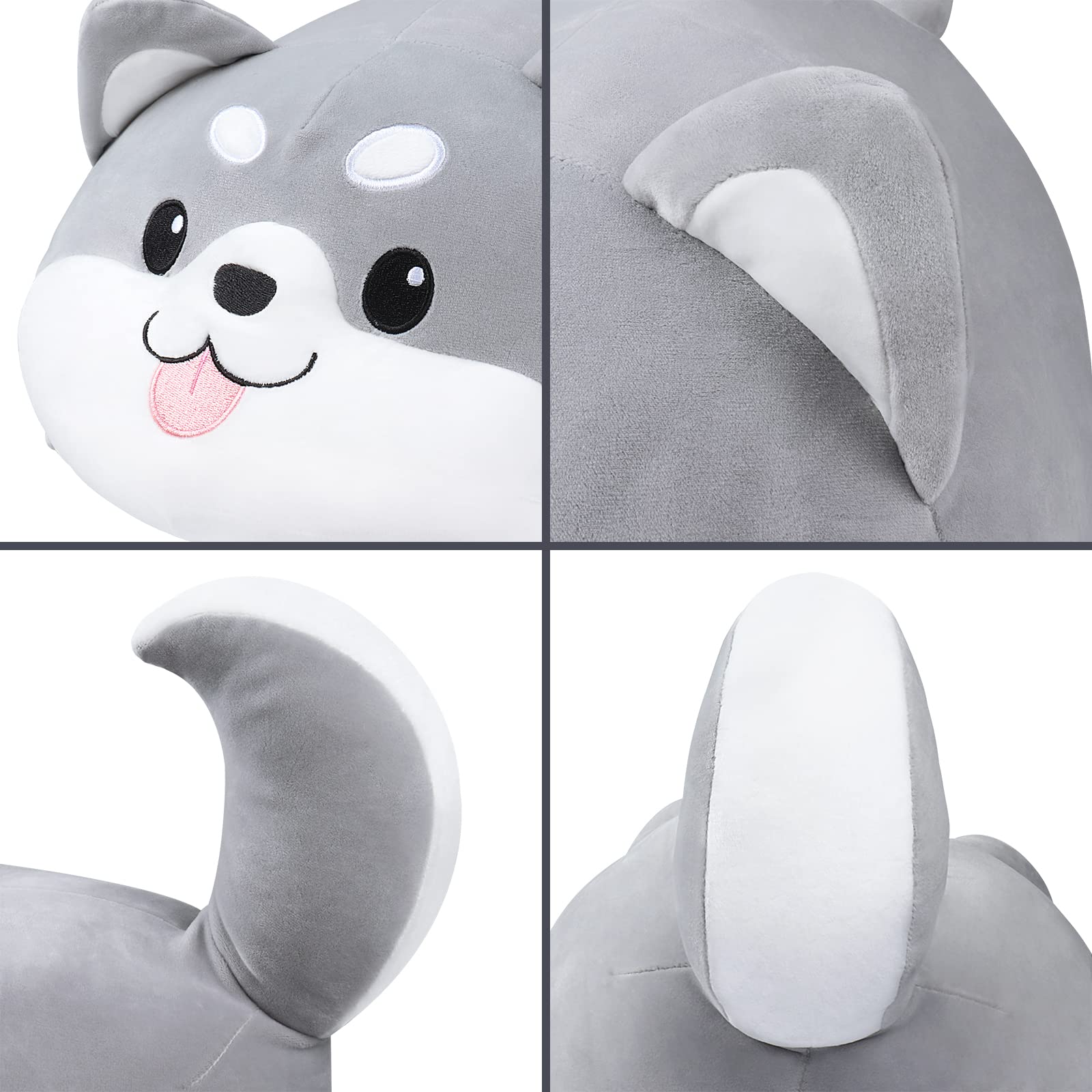 Auspicious Beginning 20' Husky Stuffed Animal Throw Pillow, Huskies Chubby Anime Pillow, Kawaii Plush Stuff Animal, Big Plushie