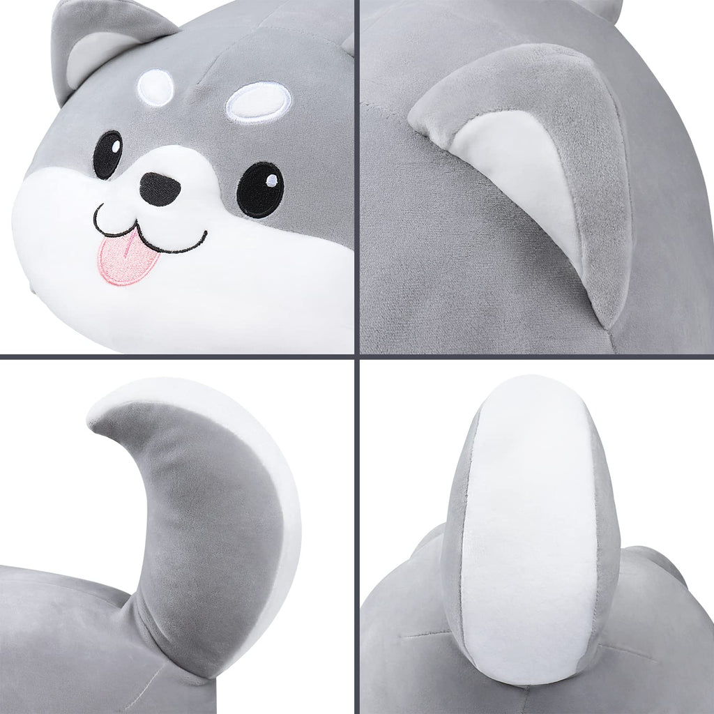 Auspicious Beginning 20' Husky Stuffed Animal Throw Pillow, Huskies Chubby Anime Pillow, Kawaii Plush Stuff Animal, Big Plushie