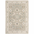 HomeRoots 510113 6 x 9 ft. Beige Ivory Blue Green & Purple Oriental Power Loom Stain Resistant Rectangle Area Rug