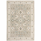HomeRoots 510113 6 x 9 ft. Beige Ivory Blue Green & Purple Oriental Power Loom Stain Resistant Rectangle Area Rug