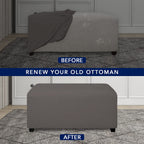 Purefit Super Stretch Soft Form Fit Ottoman Cover Rectangle - Ottoman Slipcovers For Foot Stool & Folding Storage Furniture For Living Room With Nonslip Elastic Bottom (Medium, Taupe)