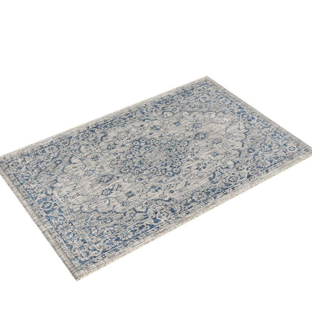 Jonathan Y Smb102B-8 Rozetta Boho Medallion Textured Weave Indoor Outdoor -Area Rug Coastal Bohemian Rustic Glam Easy-Cleaning Bedroom Kitchen Backyard Patio Non Shedding, 8 X 10, Gray/Navy