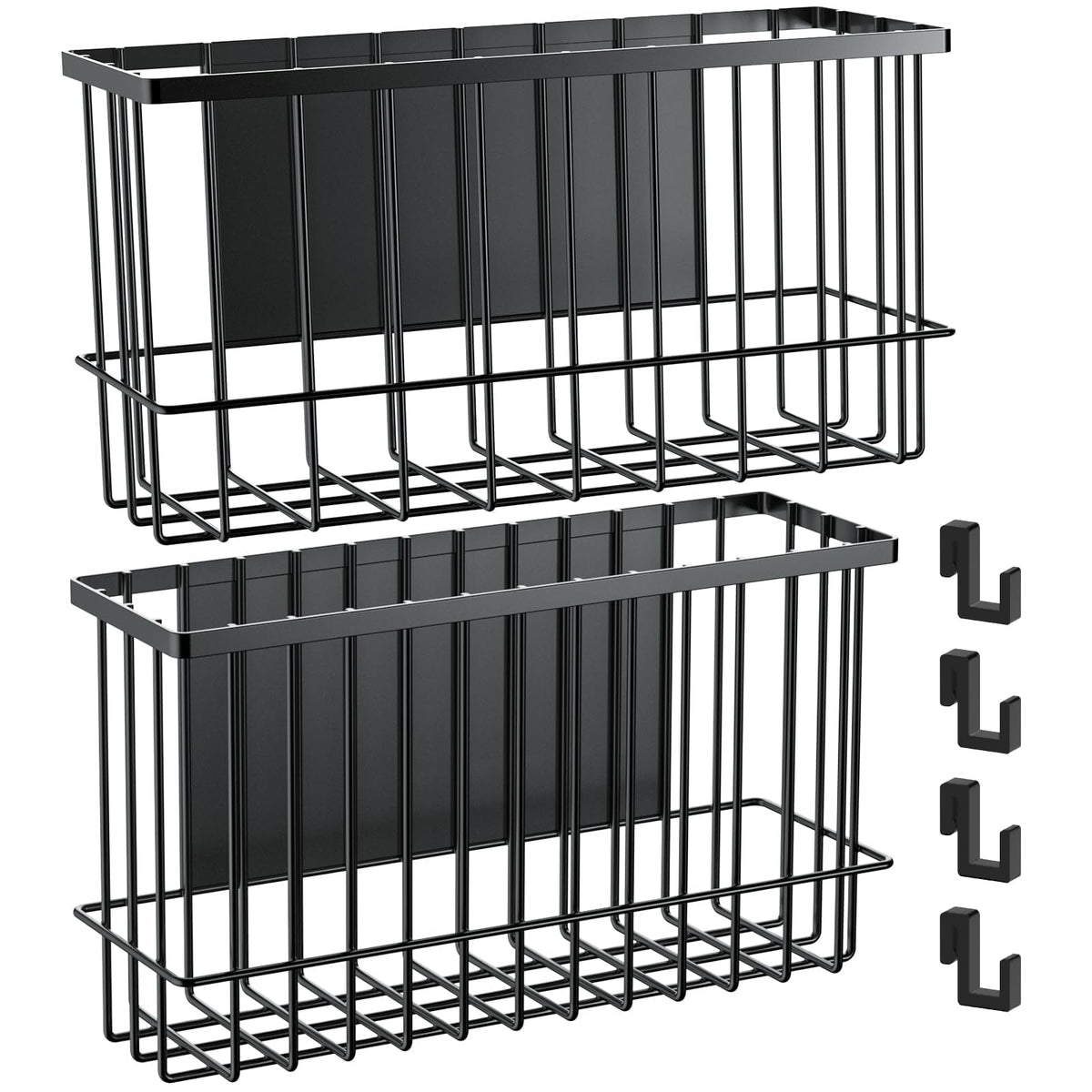 NiHome Magnetic Basket Organizer, Dryer Ball Holder, 2 Pack, Black