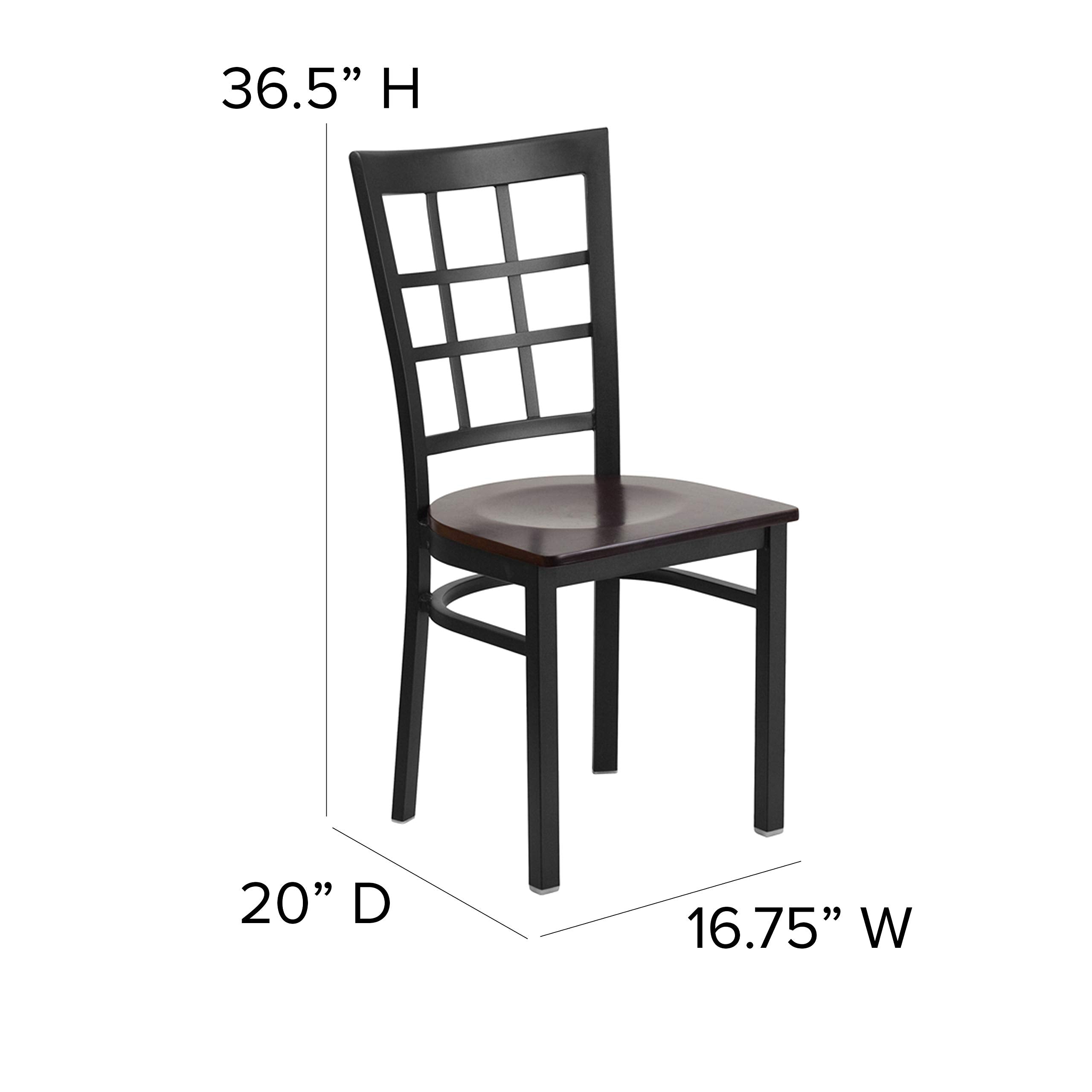 Flash Furniture Hercules Series Black Window Back Metal Restaurant Chair - Walnut Wood Seat