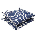 Pillow Perfect Trellis Indoor/Outdoor Chair Seat Cushion With Ties Squared Corner, Plush Fiber Fill, Weather, And Fade Resistant