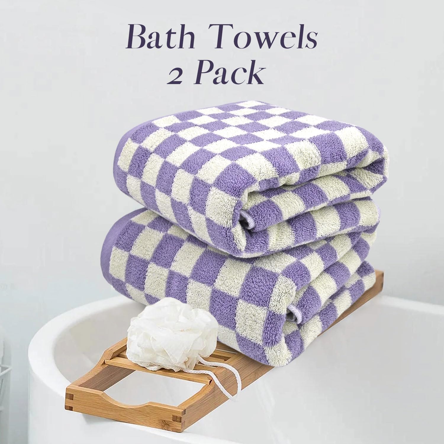 Jacquotha Shower Towels For Bathroom 27.5X55 Inches - Quick Dry Bath Towels Soft Towel(2Pack), Cute Towels Checkered Towels Set