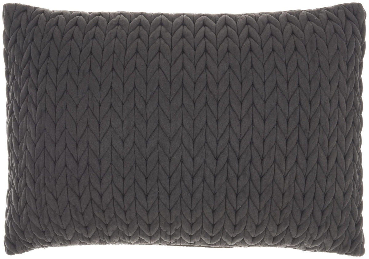 HomeRoots 100% Cotton Charcoal Chunky Braid Lumbar Pillow