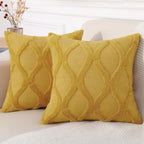 Decoruhome Throw Pillow Covers 22X22 Inch Set Of 2, Soft Plush Faux Fur Wool Mustard Yellow Couch Pillow Covers, Decorative Pillow Cases For Bed Sofa Living Room Home Decor