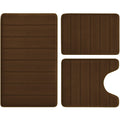 BYSURE Brown Memory Foam Bathroom Rug Set 3 Piece Non Slip Extra Absorbent Shaggy Bathroom Mats and Rugs Sets, Soft & Dry Bath M