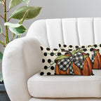 Fall Polka Dot Pumpkin Lumbar Pillow Covers 12X20 Inch Autumn Harvest Thanksgiving Rectangle Pillow Cases Orange Seasonal Throw